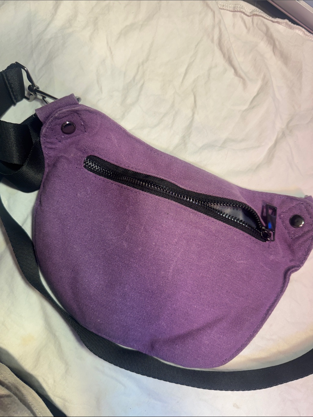 Casual Purple Canvas Crossbody Travel Bag With Adjustable Strap — image 4 of 4